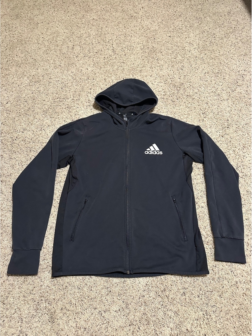 Adidas Black Full Zip Hoodie Sweatshirt Size XL